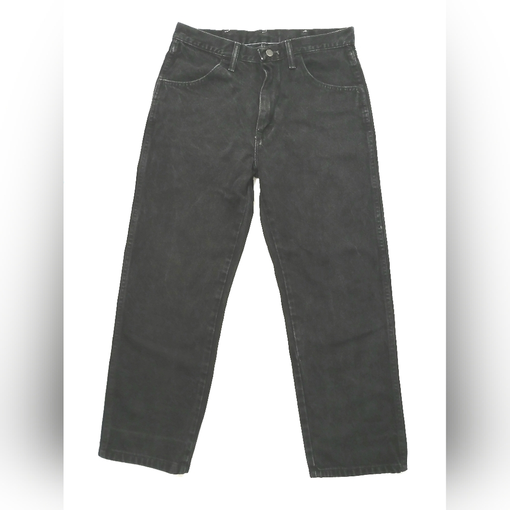 Black Rustler Jeans 32x30 Regular Fit Straight Leg Dark Wash Emo Grunge Y2K